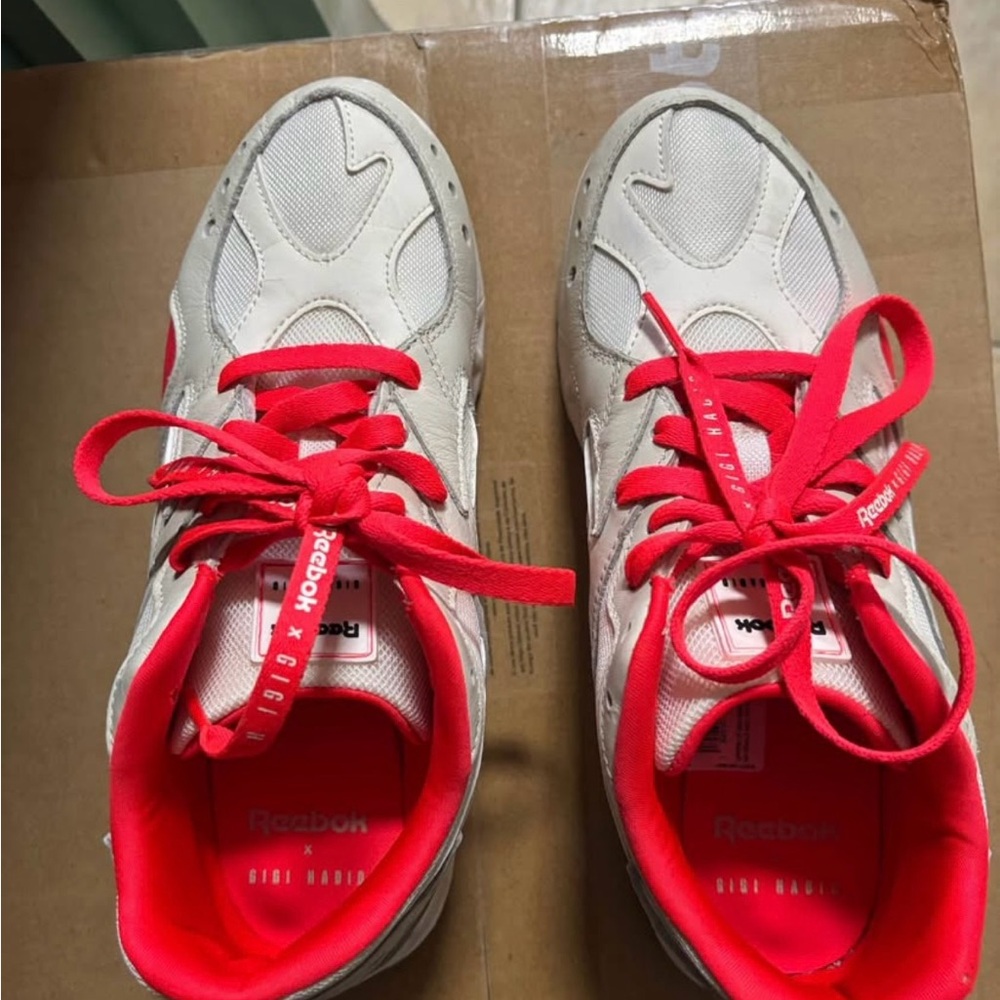 Reebok x Gigi Hadid White and Bright Red Athletic Shoes